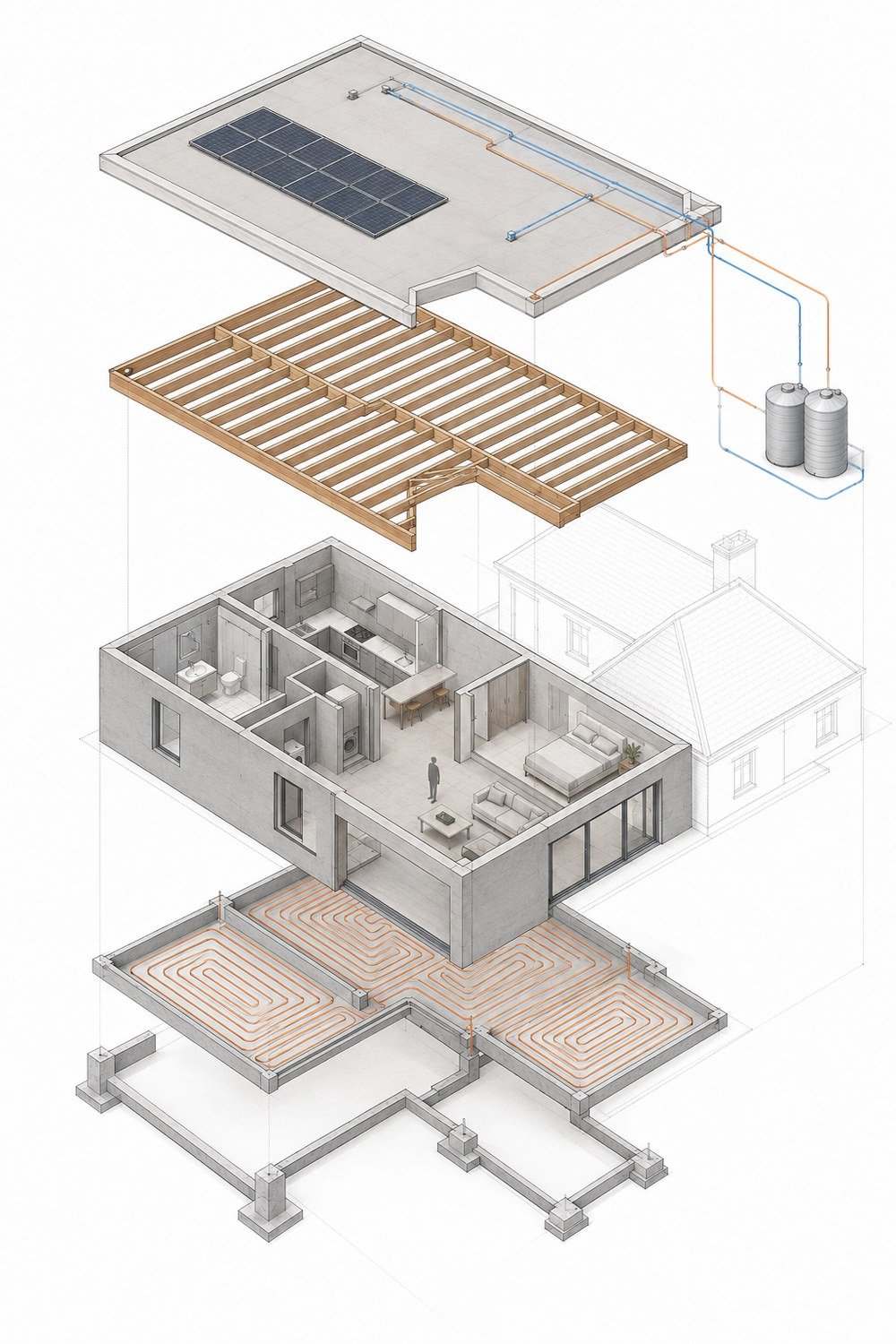 Coupe axonométrique d'un projet — C H B Architecte